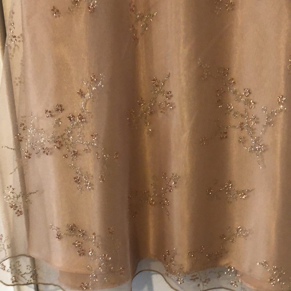 Gold Satin Chiffon Cocktail Dress - Picture 4 of 6